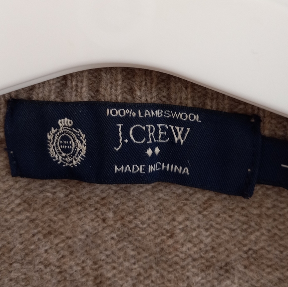 J.Crew Lambswool Tan High Neck Quarter Zip Mens Sweater Size L - Picture 3 of 3